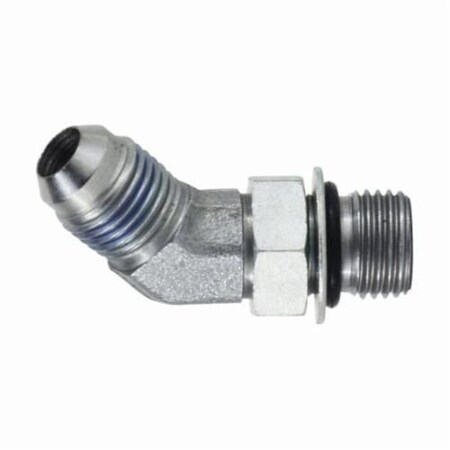 Midland Industries Hydraulic Elbow, 7814 x 3416 Nominal, Male JIC Flare x Male ORB, 45 deg, 2900 to 3600 psi, Steel 6802NWO108